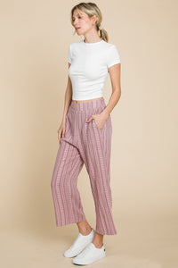 Thumbnail for Cotton Bleu by Nu Lab Striped Elastic Waist Wide Leg Pants