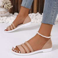 Thumbnail for PU Leather Three-Strap Sandals