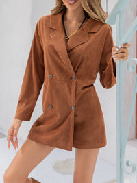 Thumbnail for Lapel Collar Long Sleeve Romper