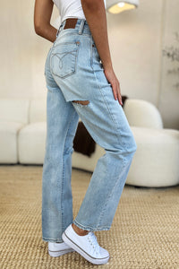 Thumbnail for Judy Blue Full Size High Waist Distressed Straight Jeans