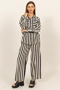 Thumbnail for HYFVE Striped Button Up Shirt and Pants Set