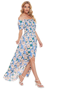 Thumbnail for Floral Off-Shoulder Slit Maxi Dress