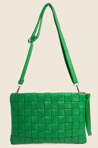 Thumbnail for Fame Faux Leather Basket Weave  Crossbody Bag