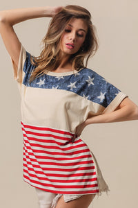 Thumbnail for BiBi American Flag Theme Short Sleeve T-Shirt