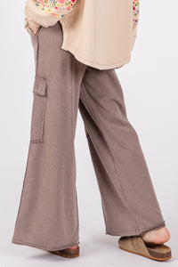 Thumbnail for SAGE + FIG Knit Terry Mineral Wash Wide Leg Pants