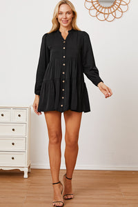 Thumbnail for Ruffled Button Up Long Sleeve Tiered Shirt