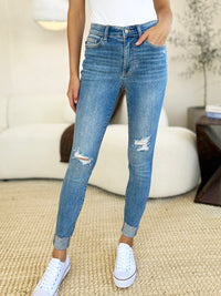 Thumbnail for Judy Blue Full Size Mid Rise Destroy & Cuff Skinny Jeans