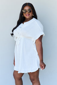 Thumbnail for Ninexis Out Of Time Full Size Ruffle Hem Dress with Drawstring Waistband in White