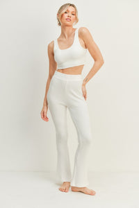 Thumbnail for Kimberly C Waffle Tank and High Waist Flare Pants Set