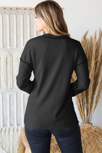 Thumbnail for Heimish Full Size Ribbed V-Neck Exposed Seam Top