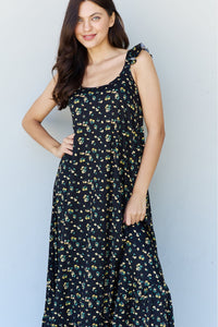 Thumbnail for Doublju In The Garden Ruffle Floral Maxi Dress in  Black Yellow Floral