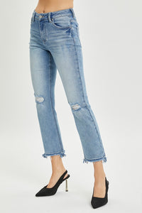 Thumbnail for RISEN Full Size High Rise Distressed Cropped Straight Jeans