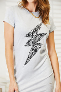 Thumbnail for Double Take Leopard Lightning Graphic Tee Dress