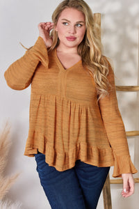 Thumbnail for Hailey & Co Full Size V-Neck Flounce Sleeve Blouse