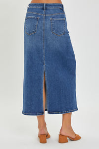 Thumbnail for RISEN High Rise Back Slit Denim Skirt