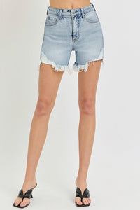 Thumbnail for RISEN High Rise Side Step Hem Denim Shorts