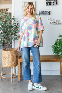 Thumbnail for HOPELY Floral Waffle Oversized T-Shirt