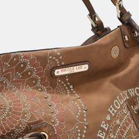 Thumbnail for Nicole Lee USA Side Braided Tassel Inlaid Rhinestone Embroidery Hobo Bag