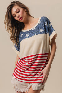 Thumbnail for BiBi American Flag Theme Short Sleeve T-Shirt