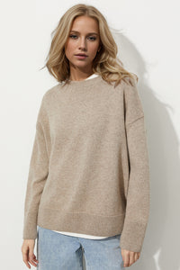 Thumbnail for Basic Bae Round Neck Dropped Shoulder Long Sleeve Sweater