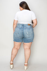 Thumbnail for Judy Blue Full Size High Waist Raw Hem Denim Shorts