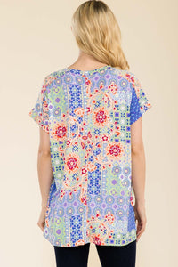 Thumbnail for Celeste Full Size Round Neck Short Sleeve Floral T-Shirt