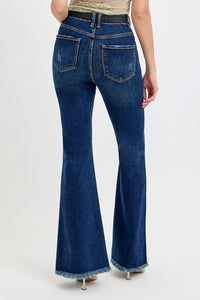 Thumbnail for RISEN Tummy Control Frayed Hem Flare Jeans