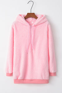 Thumbnail for Full Size Quarter-Zip Drawstring Teddy Hoodie