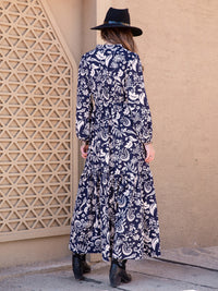 Thumbnail for Printed Notched Neck Maxi Dress