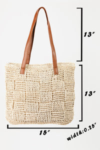 Thumbnail for Fame Braided Faux Leather Strap Tote Bag