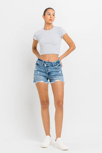 Thumbnail for Lovervet Stepped Waist Raw Hem Denim Shorts