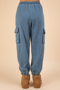 Thumbnail for VERY J Washed Drawstring Jogger Cargo Jeans