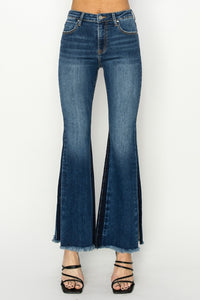 Thumbnail for RISEN Full Size High Rise Side Shadow Seam Detail Slit Flare Jeans