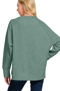 Thumbnail for Zenana Scuba Round Neck Side Slit Sweatshirt