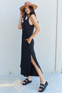 Thumbnail for Ninexis Good Energy Full Size Cami Side Slit Maxi Dress in Black