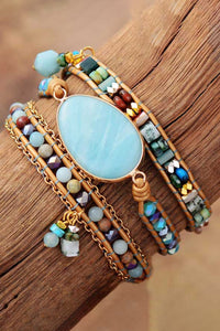 Thumbnail for Handmade Natural Stone Beaded Triple Layer Bracelet