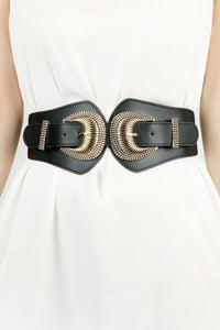 Thumbnail for Shell Double Buckle Elastic Wide Belt