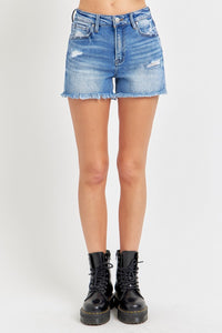 Thumbnail for RISEN Full Size High Rise Distressed Raw Hem Denim Shorts