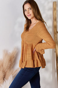 Thumbnail for Hailey & Co Full Size V-Neck Flounce Sleeve Blouse