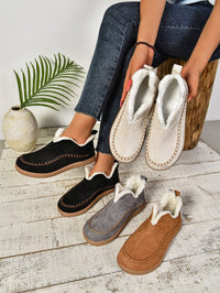 Thumbnail for Faux Fur Round Toe Flat Sneakers