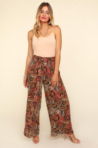 Thumbnail for Haptics Smocked Waist Paisley Print Pants