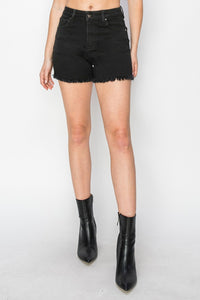 Thumbnail for RISEN Full Size High Waist Raw Hem Denim Shorts