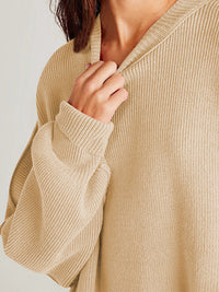 Thumbnail for Double Take Side Slit Round Neck Long Sleeve Sweater