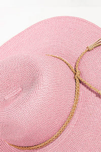 Thumbnail for Fame Straw Braided Rope Strap Fedora Hat