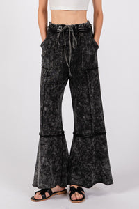 Thumbnail for SAGE + FIG Mineral Washed Terry Wide Leg Pants