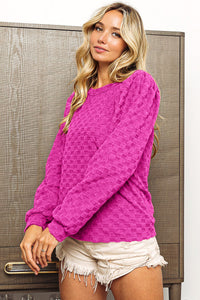 Thumbnail for BiBi Round Neck Brushed Checker Top