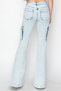 Thumbnail for RISEN Full Size High Rise Cargo Flare Jeans