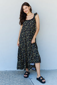 Thumbnail for Doublju In The Garden Ruffle Floral Maxi Dress in  Black Yellow Floral