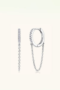 Thumbnail for Moissanite 925 Sterling Silver Huggie Earrings with Chain