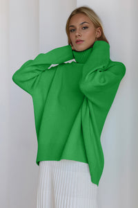 Thumbnail for Basic Bae Turtleneck Dropped Shoulder Long Sleeve Sweater